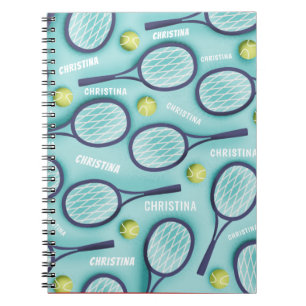 Carnet Tennis Racket Ball & Kids Girls Nom Motif mignonne