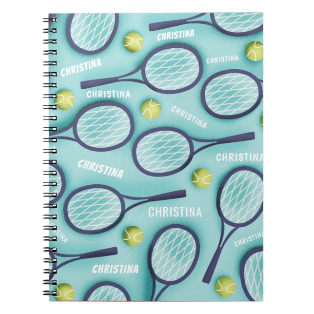 Carnet Tennis Racket Ball & Kids Girls Nom Motif mignonne (Devant)