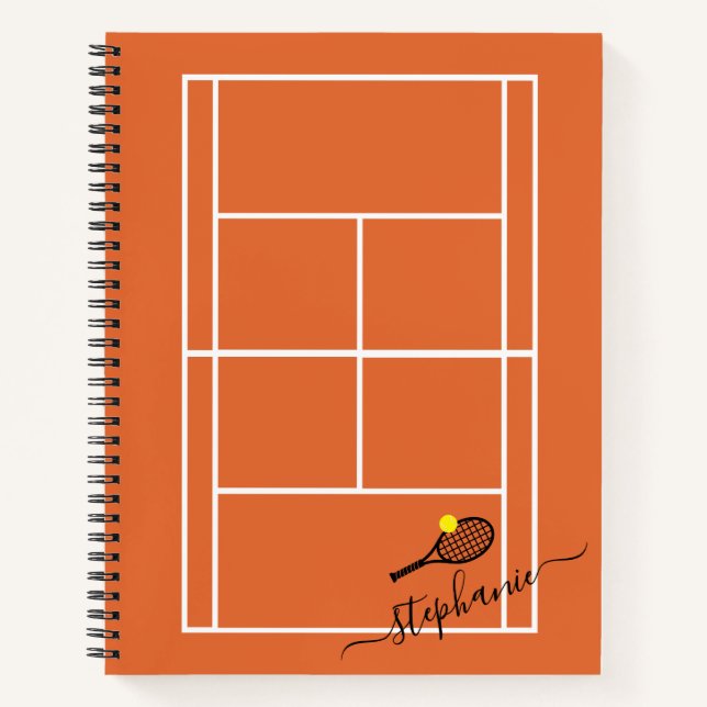 Carnet Tennis Sports Clay Court Personnalisé Élégant (Devant)