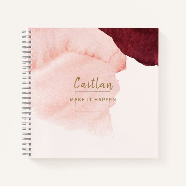 Carnet Terra rose clair Cotta Abstrait Monogramme (Devant)