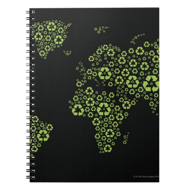 Carnet Terre planétaire composée de symboles de recyclage (Devant)