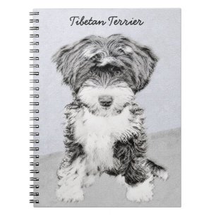 Carnet Terrier tibétain peignant - art original mignon d