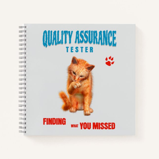 Carnet Testeur QA Humour de chat (Devant)