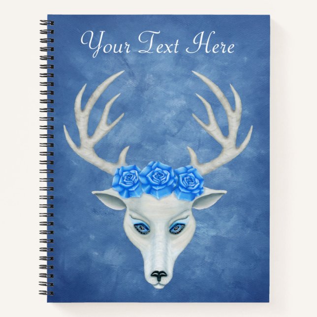 Carnet Tête de cerf blanc Mystérieux Antlers visage Rose  (Devant)