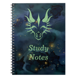 Carnet Tête de dragon vert chic et univers bleu foncé