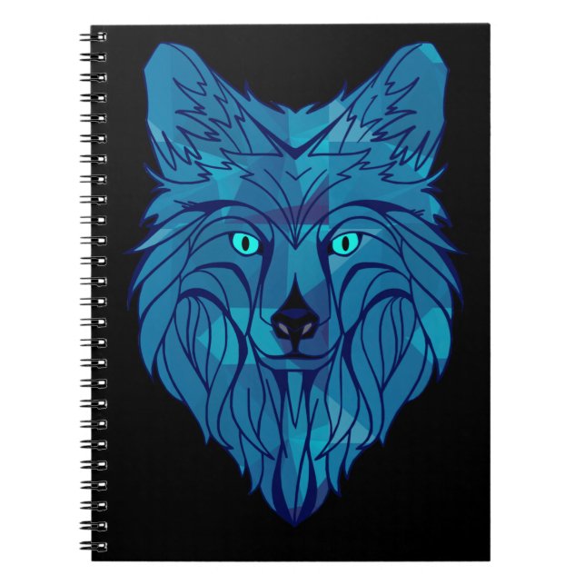 Carnet Tête de loup bleu Poly (Devant)