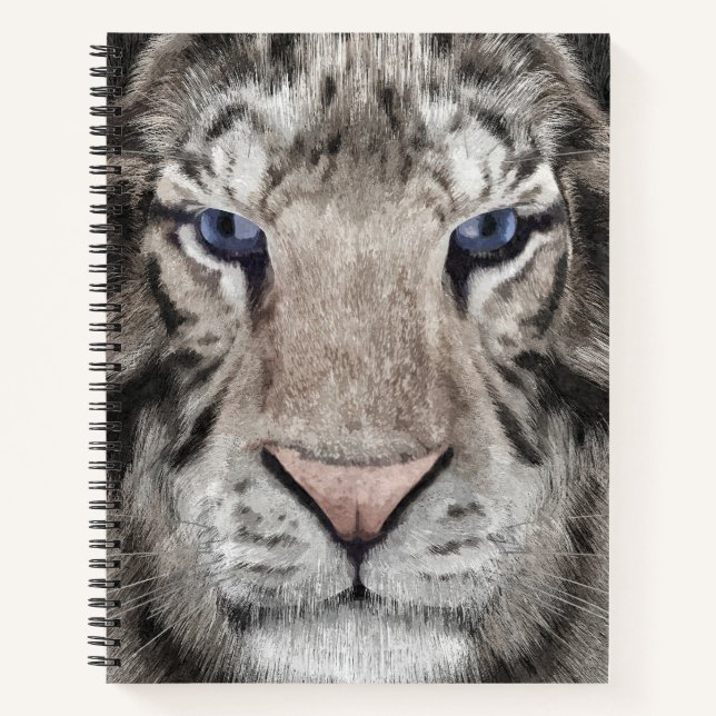 Carnet Tête de Tigre Blanc Esthétique Faunique (Devant)