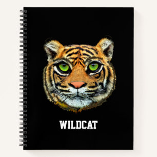 Carnet Tête de Tigre Sauvage sur Fond Noir
