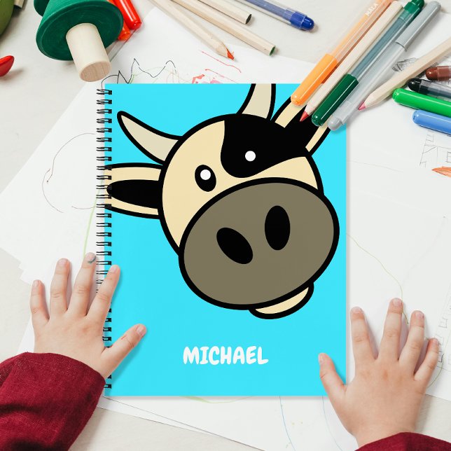 Carnet Tête de vache mignonne | Nom simple de dessin Mono (Créateur téléchargé)