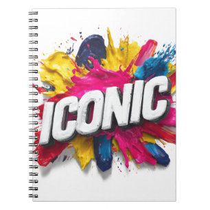 Carnet Texte blanc "ICONIC" gras éclaboussure de peinture