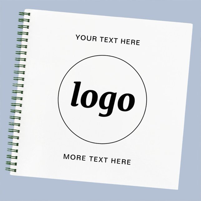 Carnet Texte de logo simple pour promotion commerciale (Simple logo and custom text business promotional notebook with choice of cover type and interior)