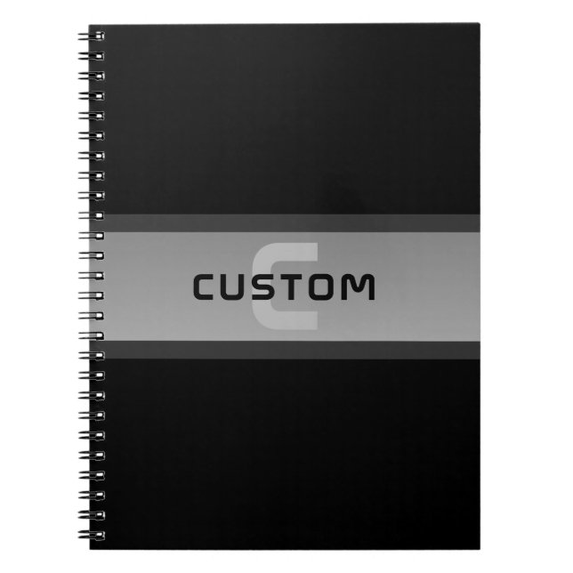 Carnet Texte en calques personnalisable moderne | Noir et (Devant)