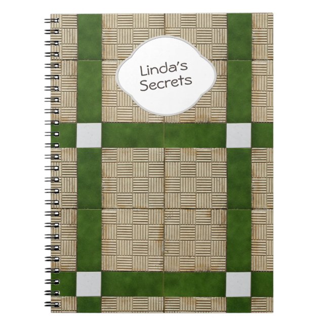 Carnet Texte en céramique de gris de vert de tuiles en (Devant)