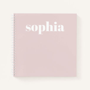 Carnet Texte gras Votre nom en rose pâle