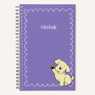 Carnet Texte personnalisé chiot labrador jaune violet Spi