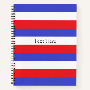 Carnet Texte personnalisé sur rayures bleues rouges blanc