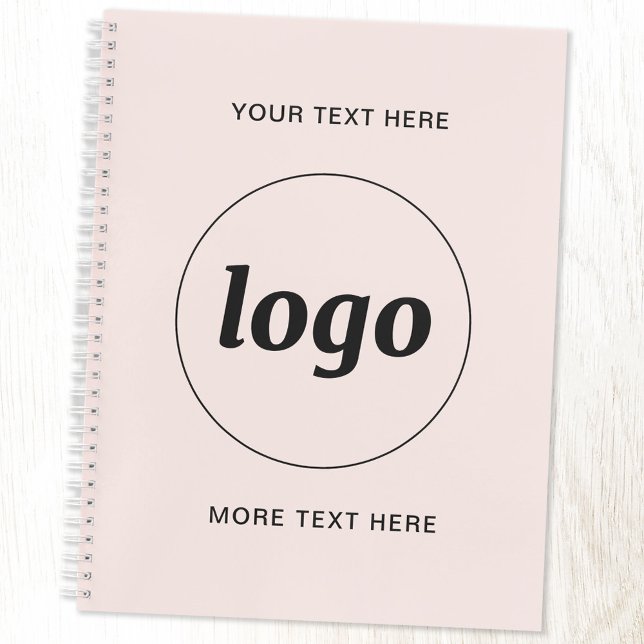 Carnet Texte simple du logo rose pâle (Logo custom text business promotional notebook)