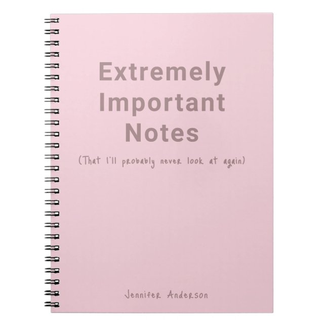 Carnet Texte simple Notes importantes Rose pastel (Devant)