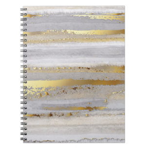 Carnet Texture d'aquarelle en or gris luxe