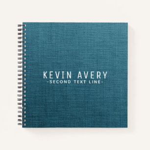 Carnet Texture de lin bleu personnalisée professionnelle
