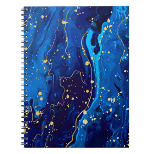 Carnet Texture de marbre bleu or luxueux