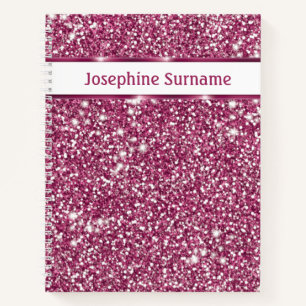 Carnet Texture de scintillement rose faux avec texte pers