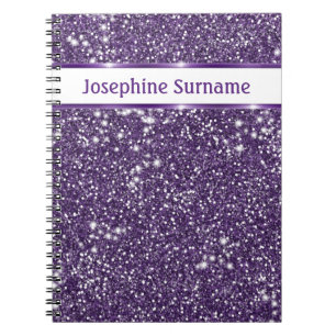 Carnet Texture de scintillement violet faux avec texte pe