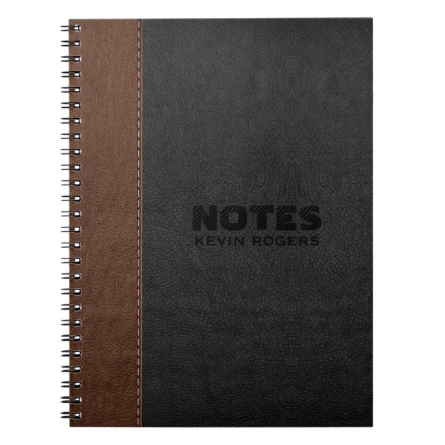 Carnet Texture en cuir noir et Brown (Devant)