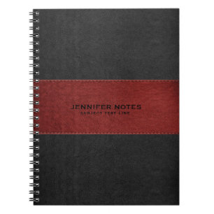 Carnet Texture en cuir noir et rouge