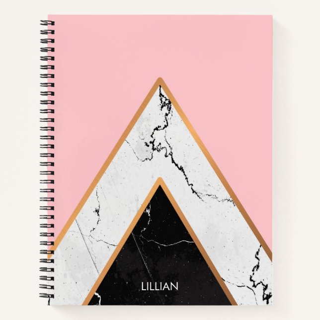 Carnet Texture En Marbre Avec Lignes D'Or (Devant)