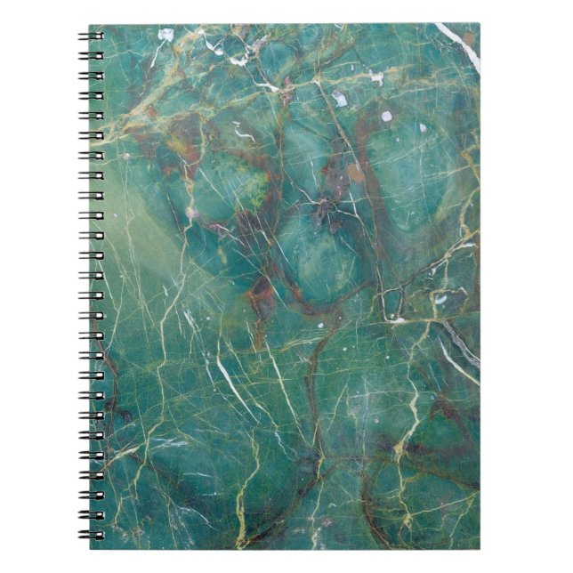 Carnet texture en marbre vert malachite, structure détail (Devant)