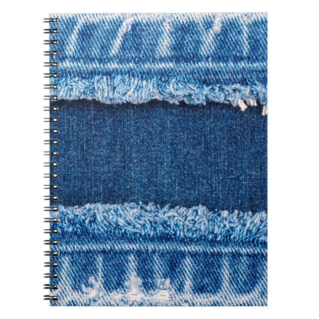 Carnet Texture en tissu de jean denim bleu (Devant)
