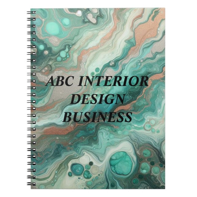 Carnet Texture et typographie en marbre vert moderne (Devant)