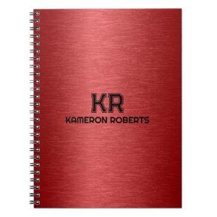 Carnet Texture métallique rouge Texte noir personnalisé