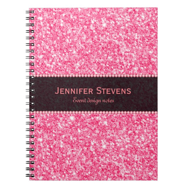 Carnet Texture Parties scintillant rose Accent noir (Devant)