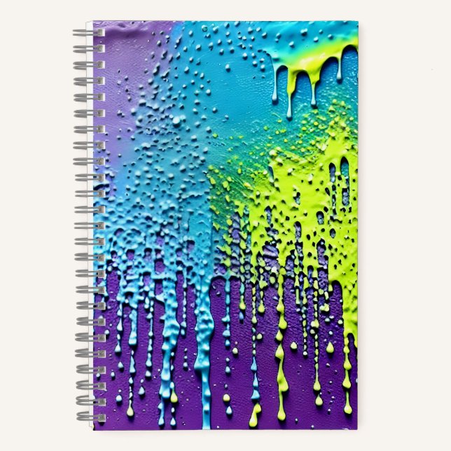 Carnet Texture Purple Vert Bleu Neon Peinture Drip Abstra (Recto)