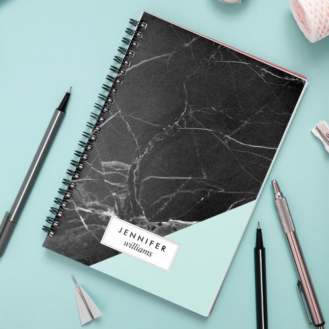 Carnet Texture tendance en marbre noir (Créateur téléchargé)