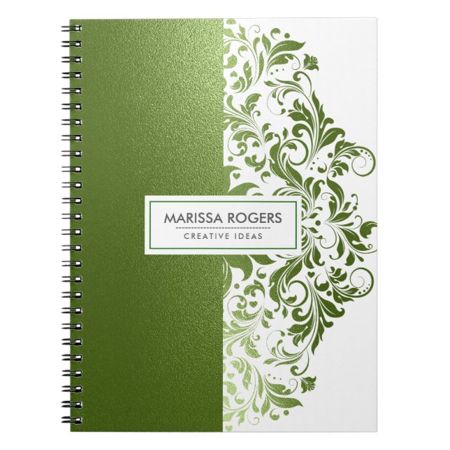 Carnet Texture Verte Moderne & Frottes Sur Blanc (Devant)