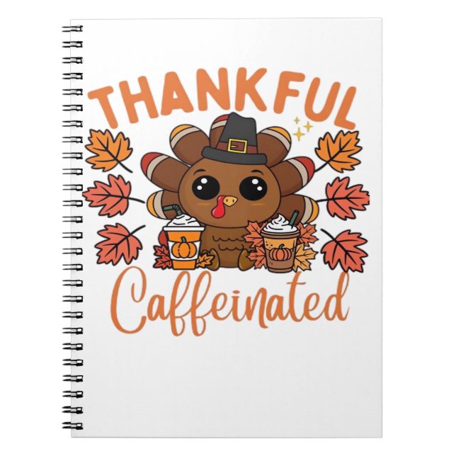 Carnet Thankful Et Caffeiné Drôle Thanksgiving Café (Devant)