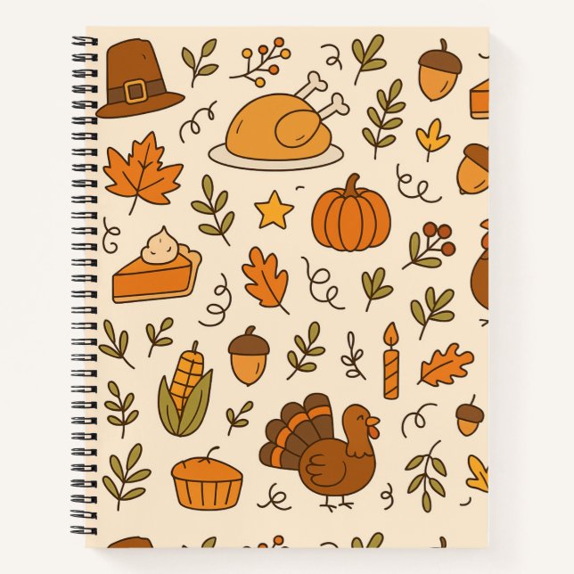 Carnet Thanksgiving Doodles Seamless Pattern (Devant)