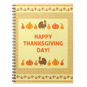 Carnet Thanksgiving : retro brodée carte design.