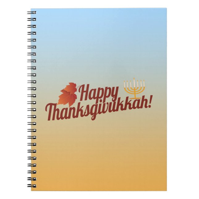 Carnet Thanksgivukkah heureux Menorah/feuille (Devant)