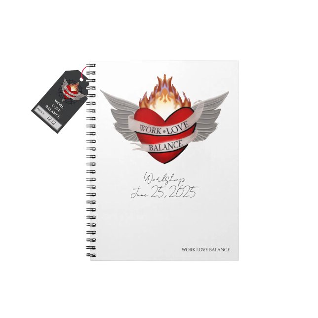 Carnet The WORK LOVE BALANCE white script lettering pad (Créateur téléchargé)