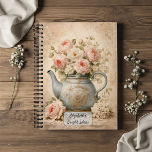 Carnet Théière vintage avec roses