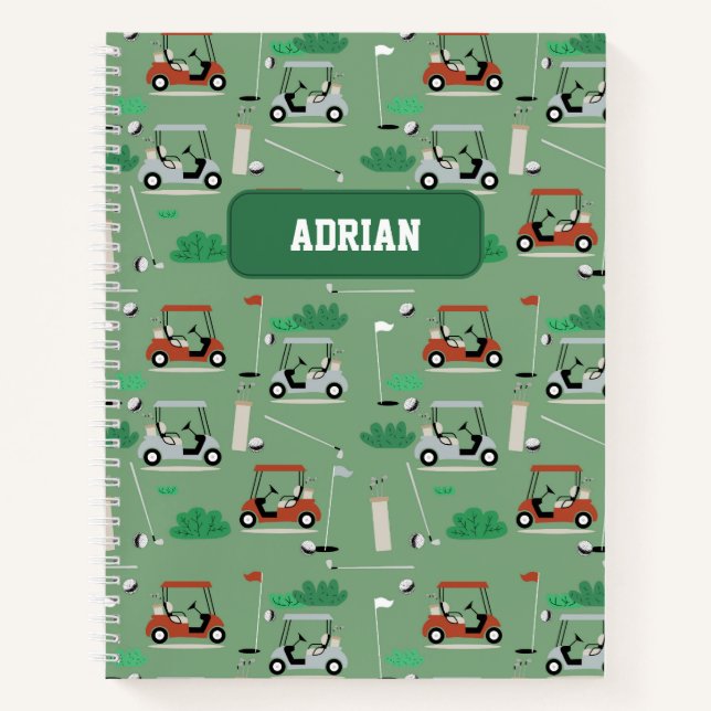 Carnet Thème de golf de Golfer moderne Nom personnalisé (Devant)
