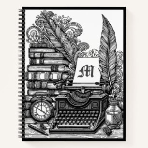 Carnet Thème de l'écrivain Vintage monogramme Couleur moi