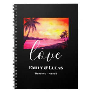 Carnet Thème mariage Plage tropicale Coucher de soleil Co
