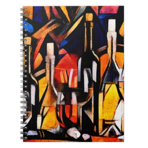 Carnet Thèmes du vin dans le style du cubisme. Bouteilles