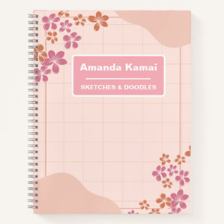 Carnet Tiedye en bandes rose pastel Nom Art croquis