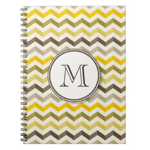 Carnet Tige Earthtone Gold Chevron avec Monogramme rond